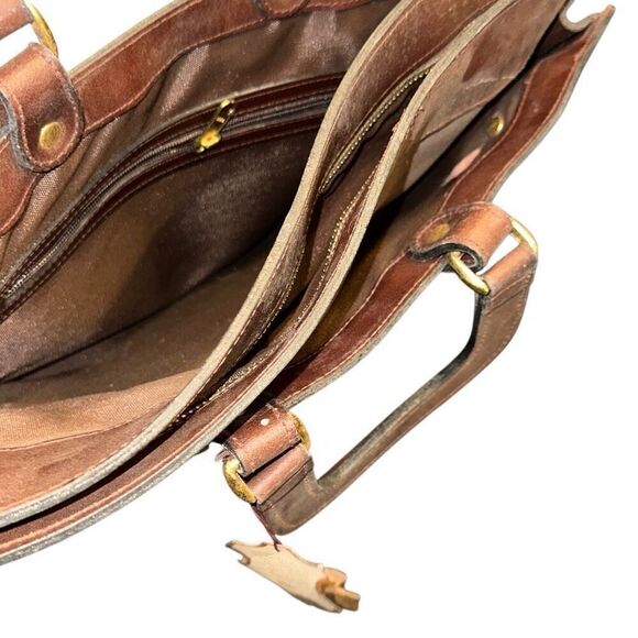 NWT Vintage HIT Briefcase Zip 3 pockets genuine leather brown - Picture 2 of 11